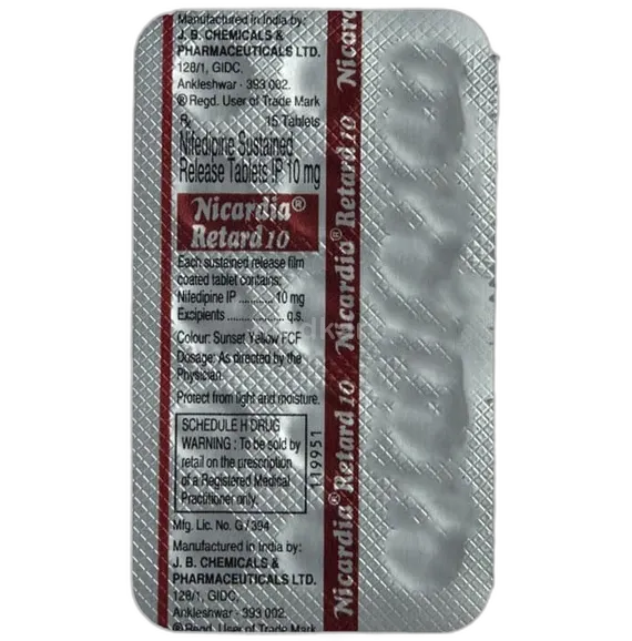 nicardia retard 10mg tablet 15's